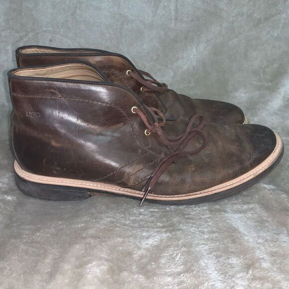 UGG Mens Size 13 Energ Dagmann Brown Leather Laced‎ Up Chukka Ankle Boots - Picture 1 of 7